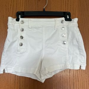 American Eagle White Button Jean Shorts